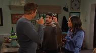 Jada (Elia Cantu) and Javi (Al Calderon) congratulated Rafe (Galen Gering) on his new job. \Image Source: Peacock